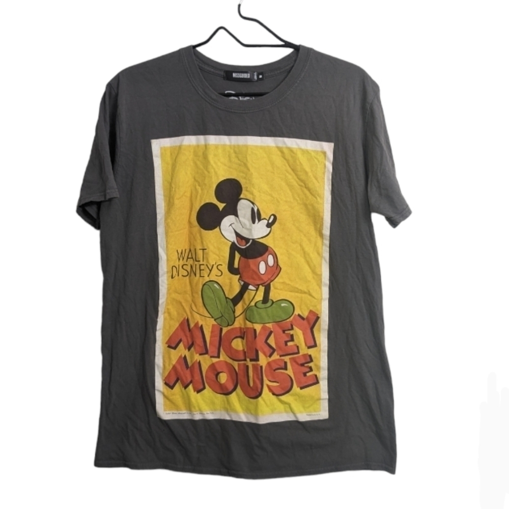 Missguided Disney Mickey Mouse vintage dark gray short sleeves tee T-shirt men